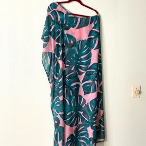 Show Me Your Mumu Tropez Maxi Dress One shoulder in  green and pink Sz M